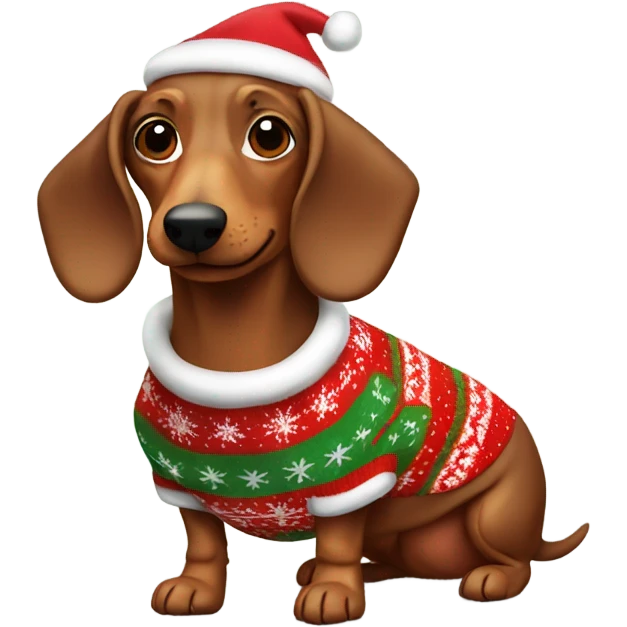 wiener dog wearing a christmas sweater emoji