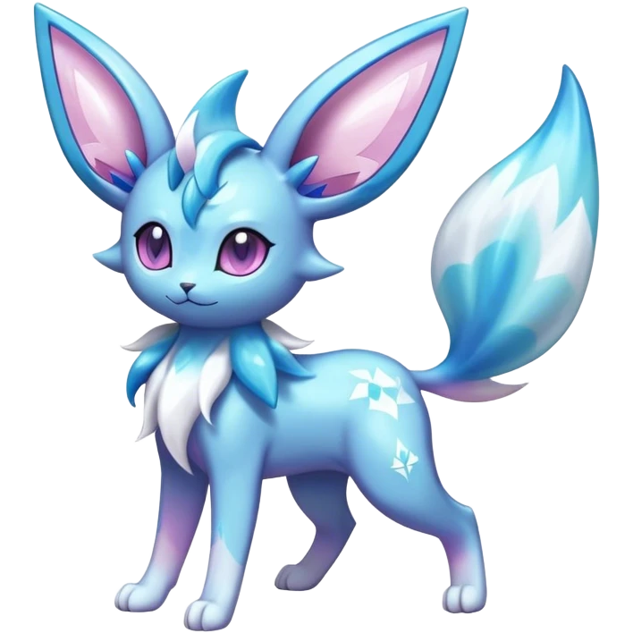 Shiny Cool Sparkly Cute Ethereal Espeon-Glaceon-Sylveon-Vaporeon-Fakemon-hybrid-fusion- full body emoji