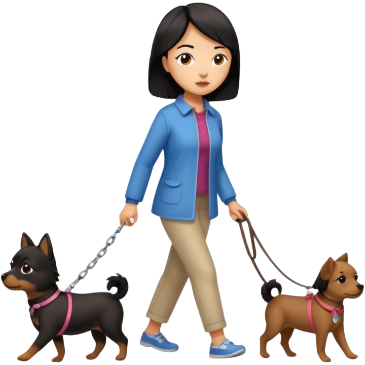 Chinese woman walking small brown dog emoji