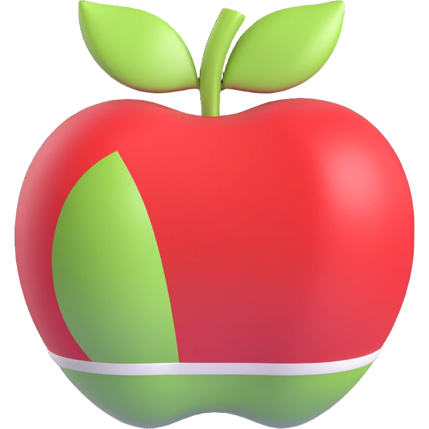 an apple with Mexican flag colors, 3D style, no text emoji
