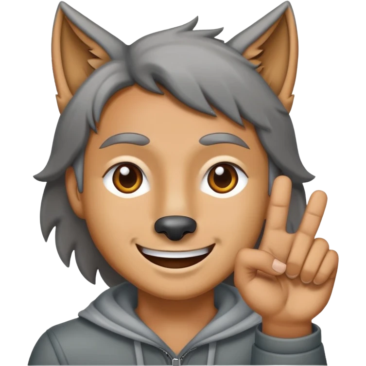 A Turkish emoji making the Grey Wolf sign, smiling, frowning emoji