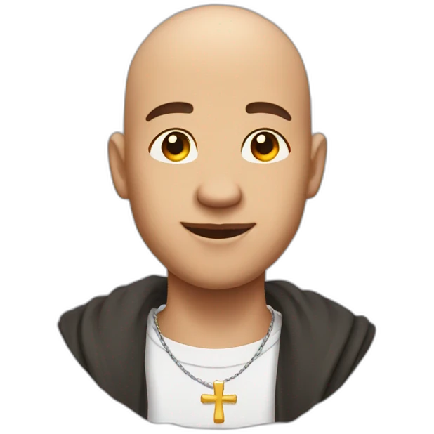 bald guy with a cross earring in his left ear emoji