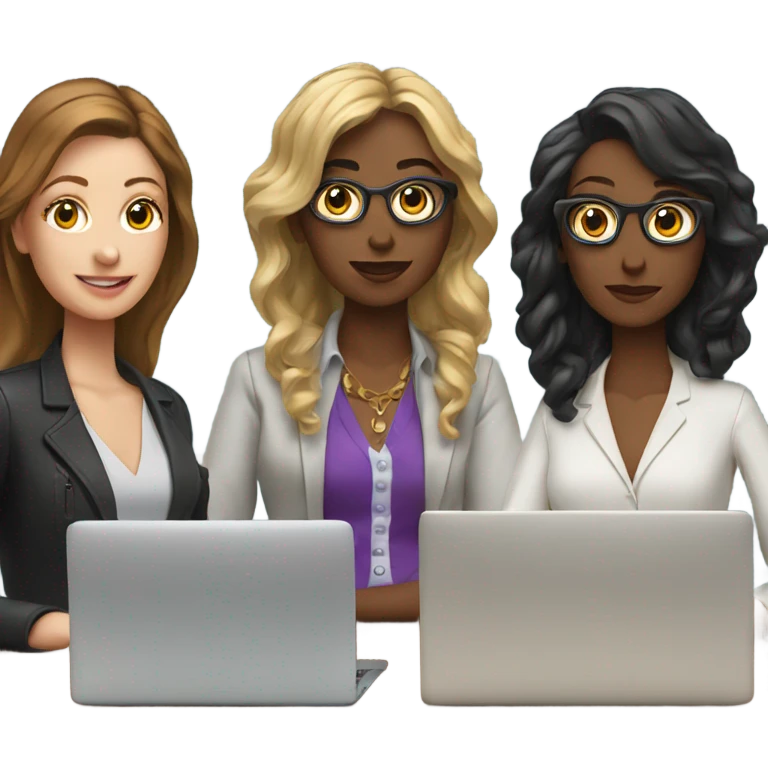 3 female designers with laptops emoji