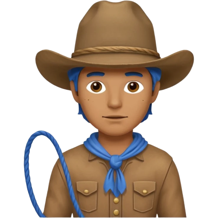 Cowboy with blue hat and lasso emoji