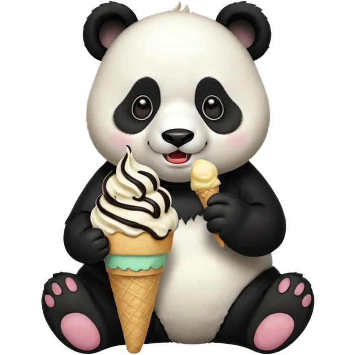 Panda eating ice cream emoji