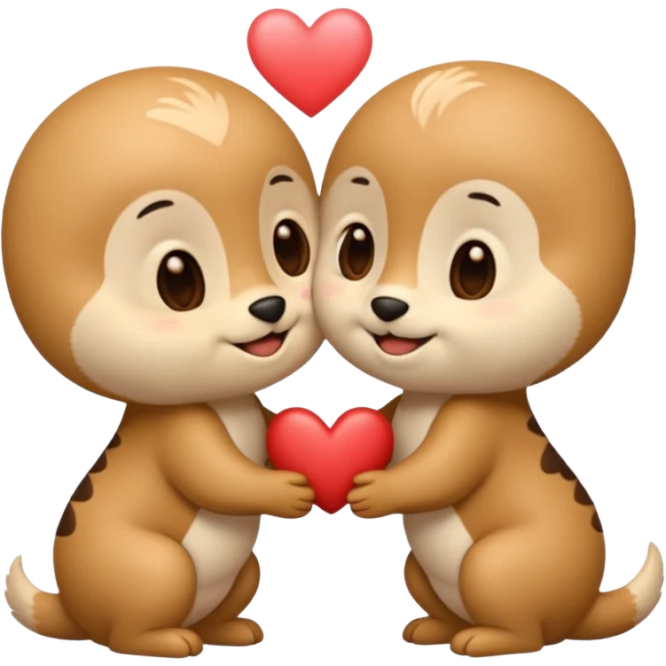 Two cute little creatures, giving each other a kiss, and some words that say "Te amo mi bichín"  emoji