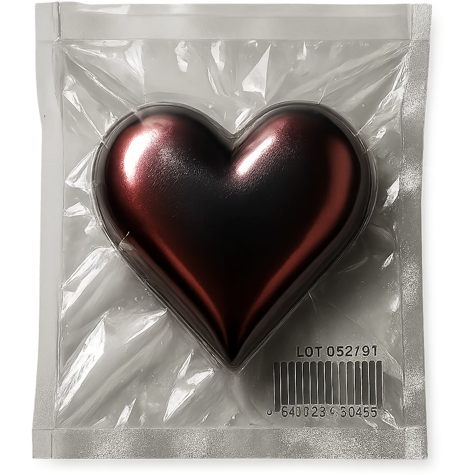 heart with metallic sheen in vacuum-sealed style emoji