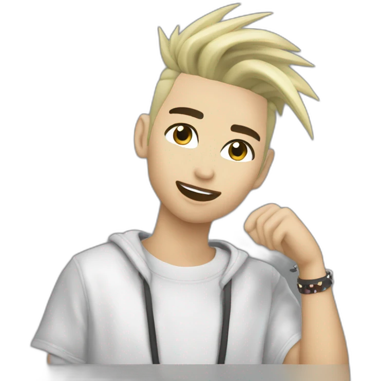 bill kaulitz, blonde, singing emoji