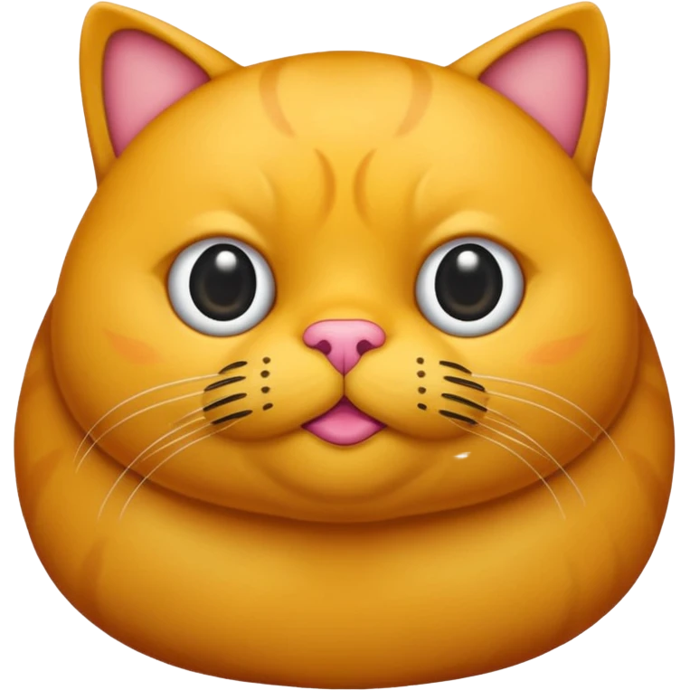 Un gato negro gordito con los ojos de color amarillos sentado emoji