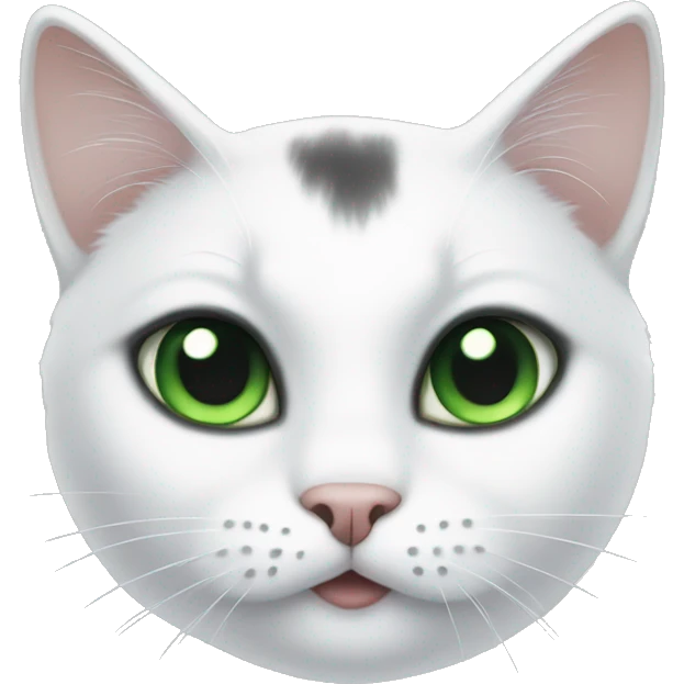 white cat with black patches green eyes emoji