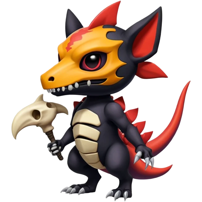 Salandit-Noibat-Litten-Cubone-Hybrid with a skull-mask (Full body) emoji