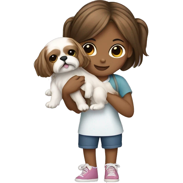 girl carrying Shih Tzu emoji