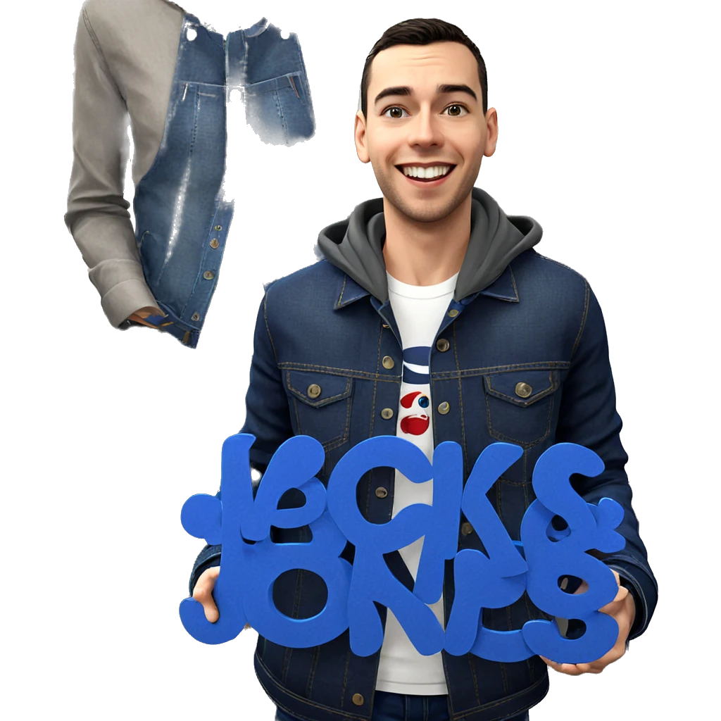 smiling boy in denim attire emoji