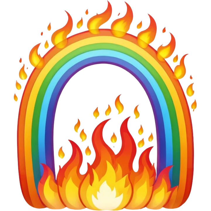 A rainbow ending in flames emoji