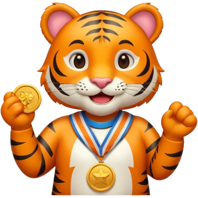 cute tiger wins medal emoji