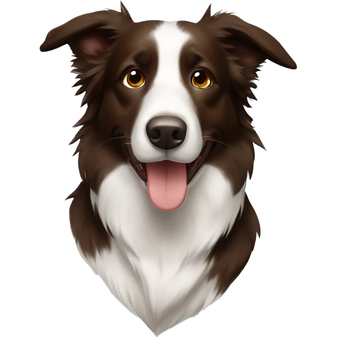 Brown and white border collie corazon emoji