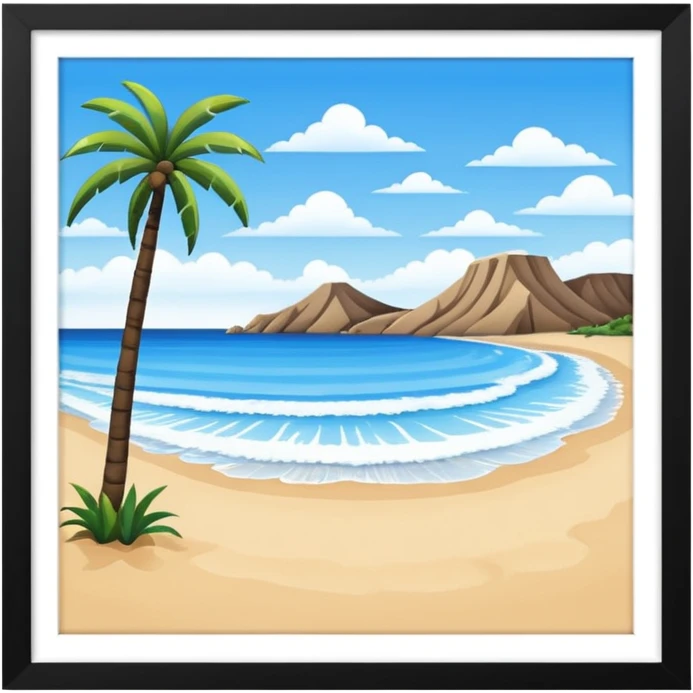 playa paisaje sin que sea un cuadro y que el cielo azul y la arena esten recortada emoji