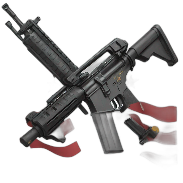 american flag with two guns both AR-15 crossed emoji