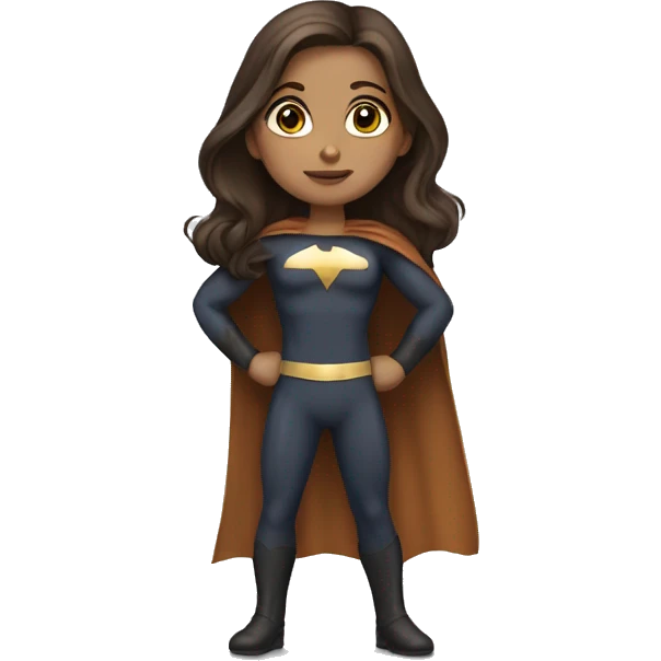 superhero, girl, long brown hair, brown eyes, hispanic emoji