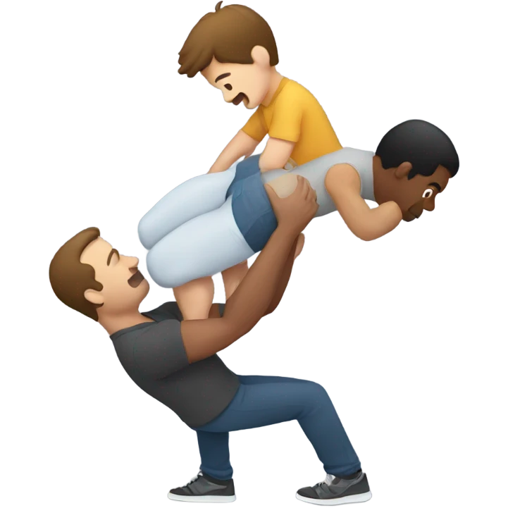 Guy lifting another guys emoji
