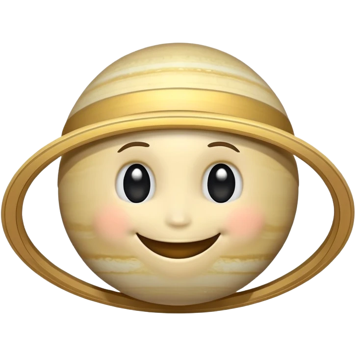Saturn planet with rings and a cute smiling face emoji