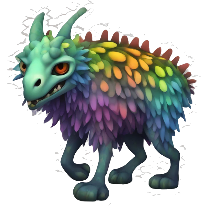 a colorful edgy vernid-fionbri-creature with splash patterns full body emoji