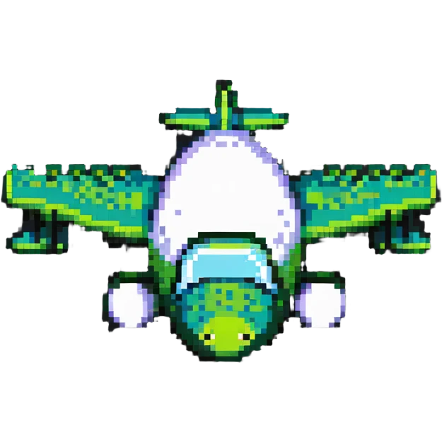 crocodile head airplane in pixel art style emoji