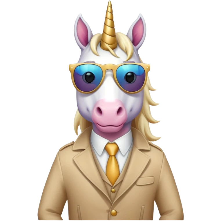 Unicorn wear coatsuit and wear sunglasses  emoji