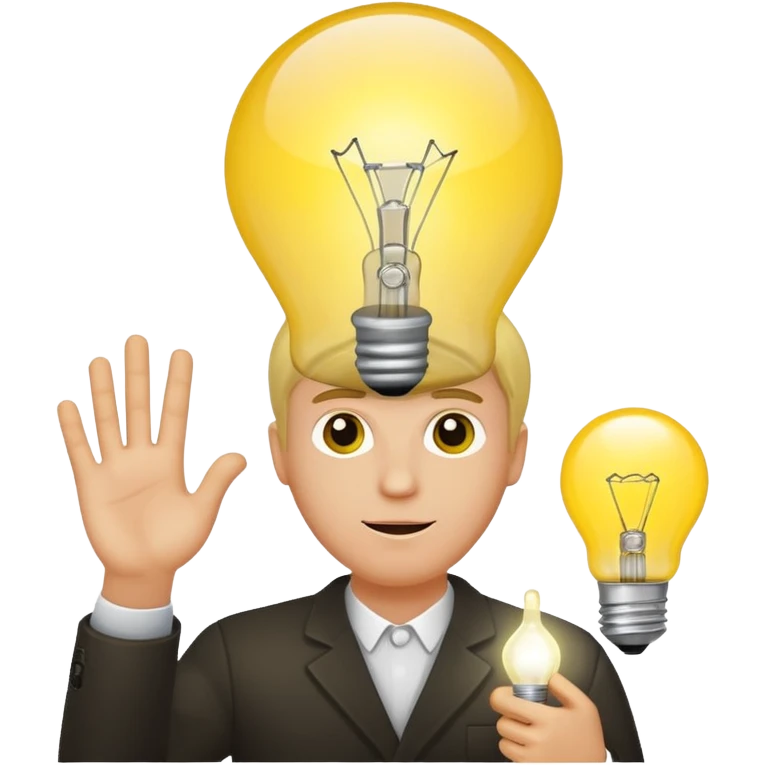 A white man came up with an idea, a light bulb appeared emoji