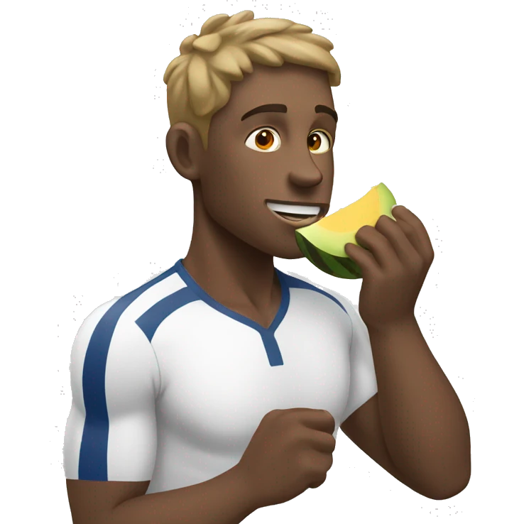White man athlete eating fruit emoji