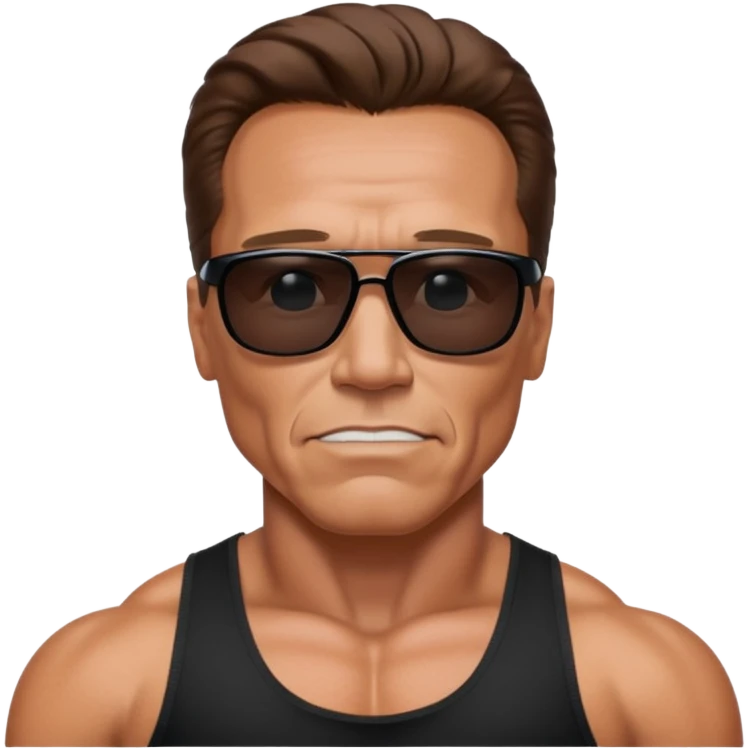 terminator shwartzneger only top in black galssess emoji