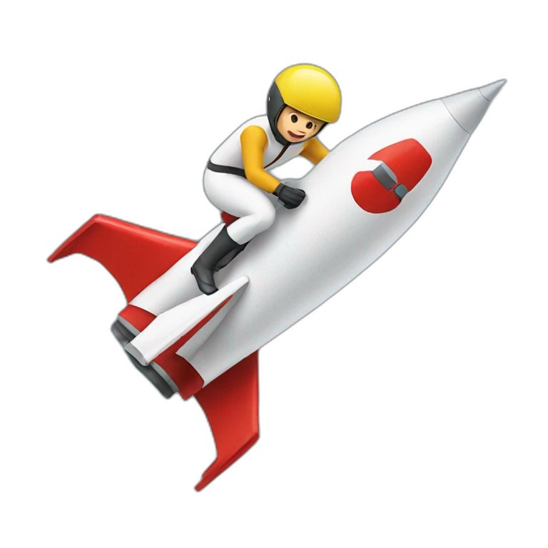 jockey riding on a rocket emoji