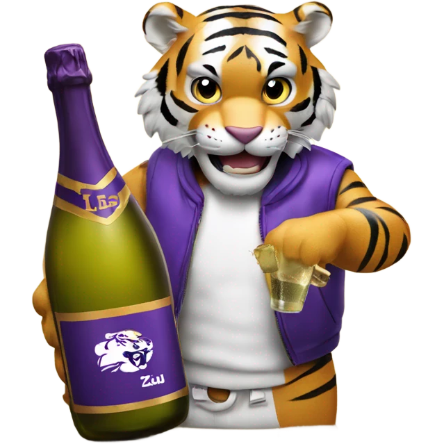 LSU Mike the Tiger popping champagne bottle emoji
