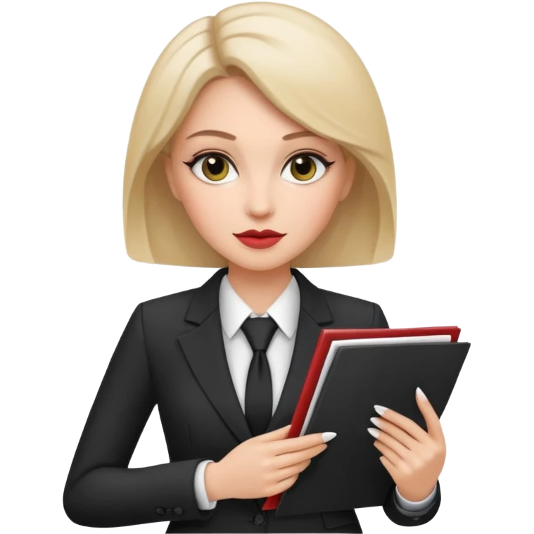 White woman with make up in suit and documents  emoji