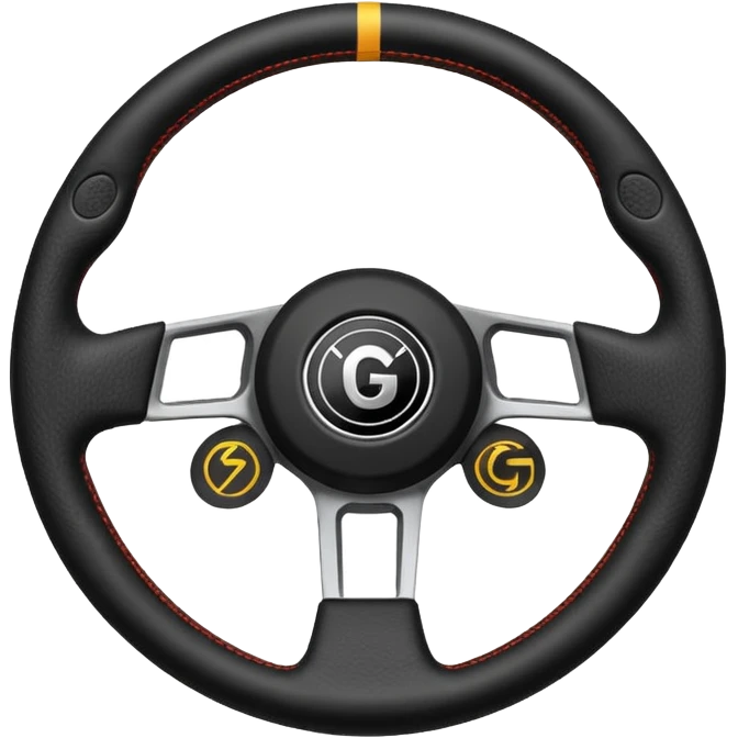 volante de racing con una g en el centro de logo emoji