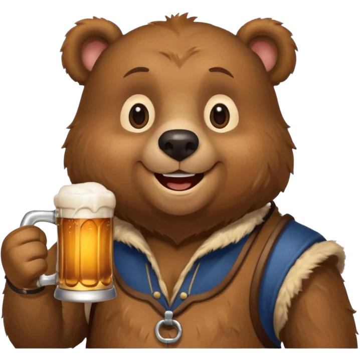 smiling bear with a beer stein emoji