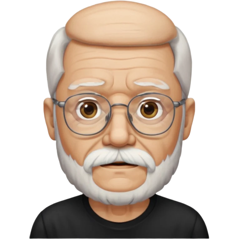 bearded old man with eyeglasses black shirt emoji
