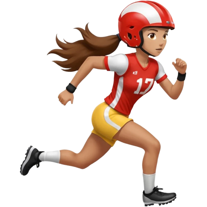 Long Haired Football Players, Female player with ponytail running emoji