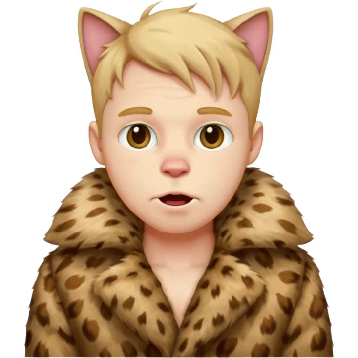 create an emoji of a guy drooling violently with a cat fur coat emoji