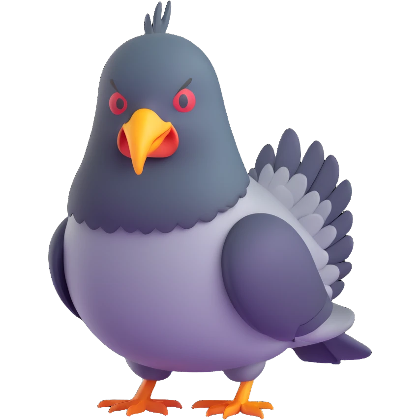pigeon with angry face emoji