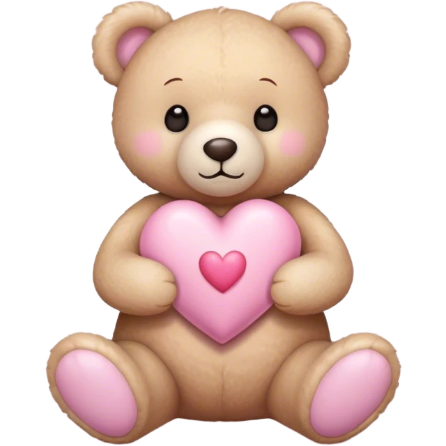 beige teddy bear and a pink pastel heart emoji