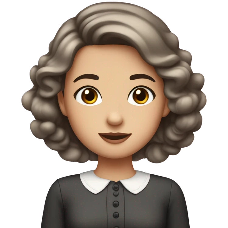 A girl with a dark brown hair and a dress with eyelashes preppy ￼ emoji