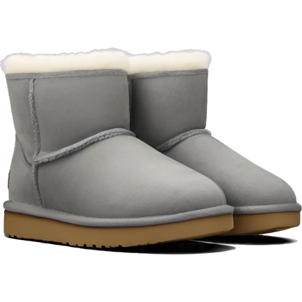 pair of grey ugg minis with fur  emoji