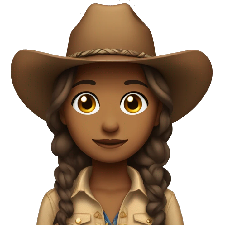 burnett girl brown eyes button up with cowboy hat emoji