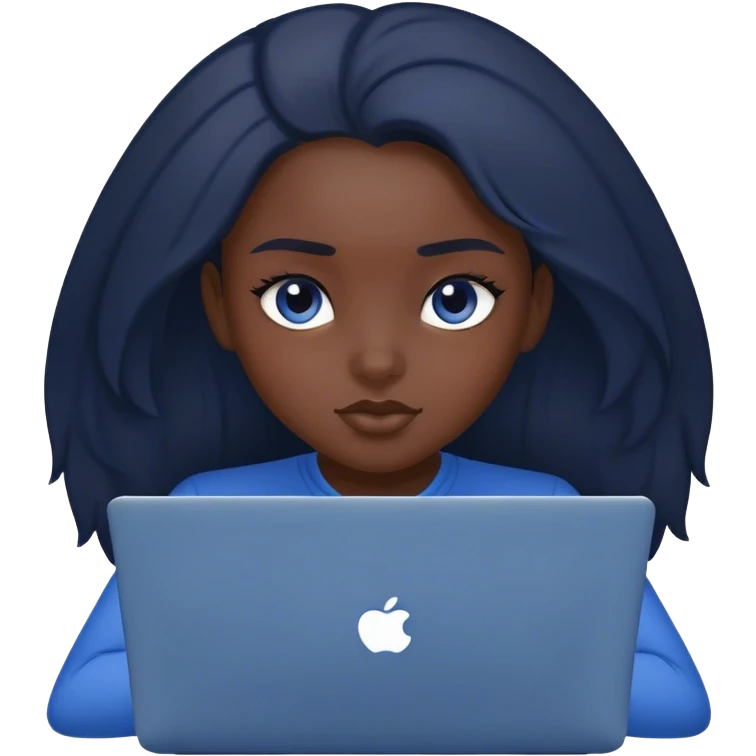 dark-haired girl at a dark blue laptop emoji