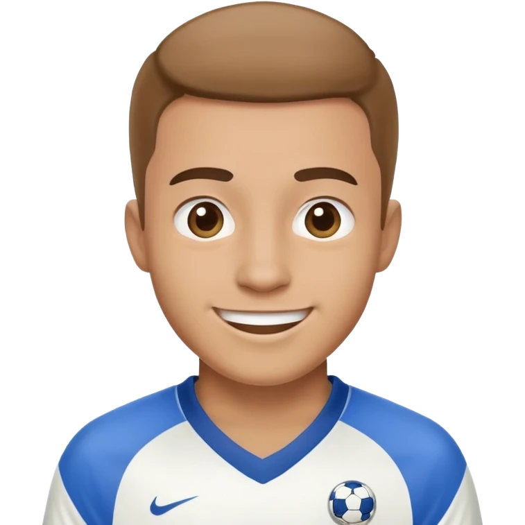 Happy soccer fan in a blue white shirt  emoji