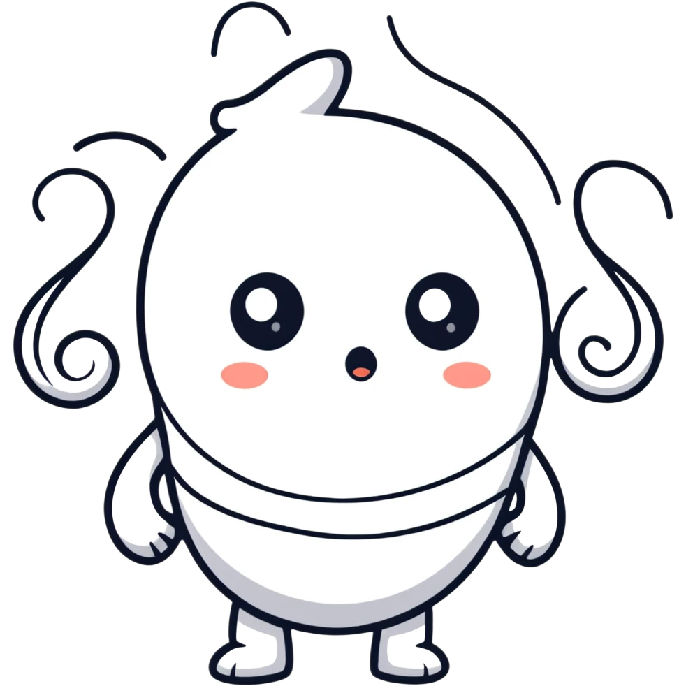 A cute character with a puzzled expression and swirly confused eyes emoji