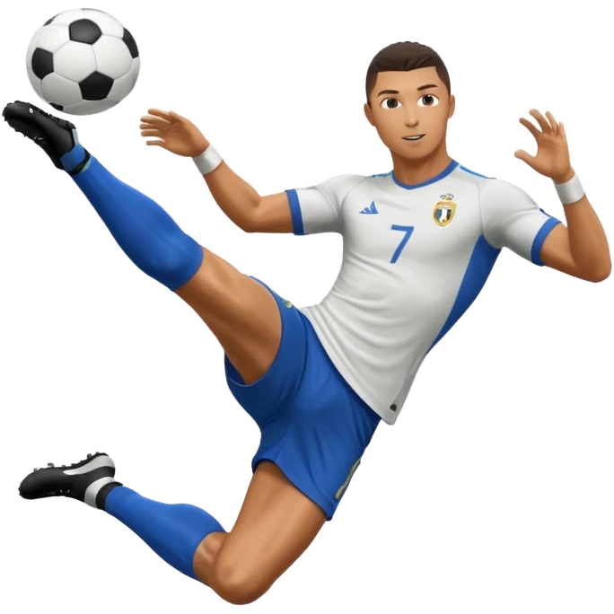 Ronaldo doing a bicycle kick with football emoji