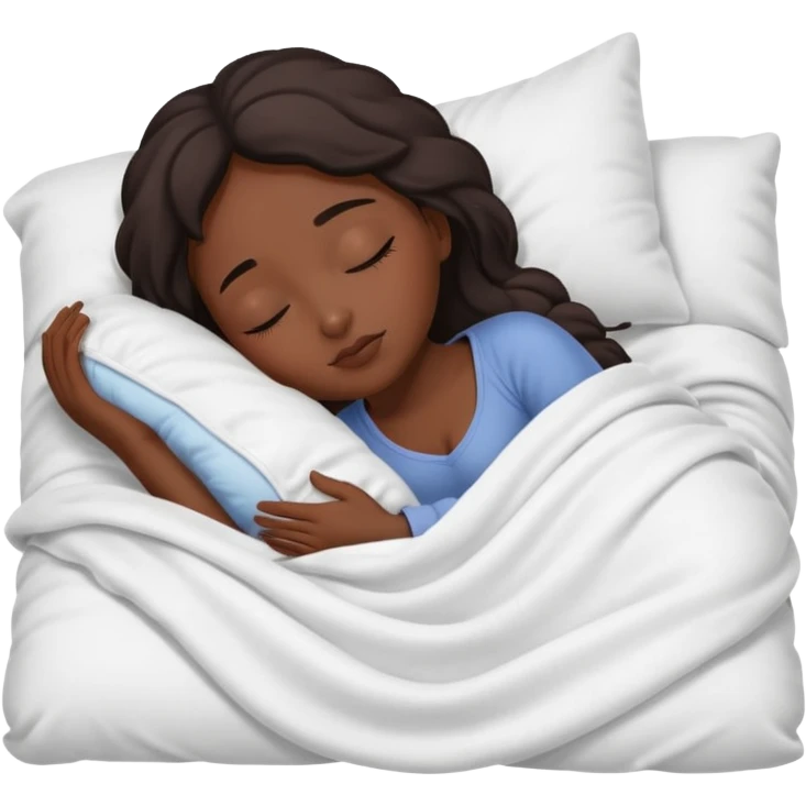 dark skin girl sleeping under covers emoji