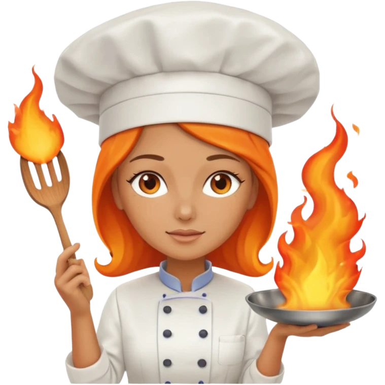 women cooking with fire emoji